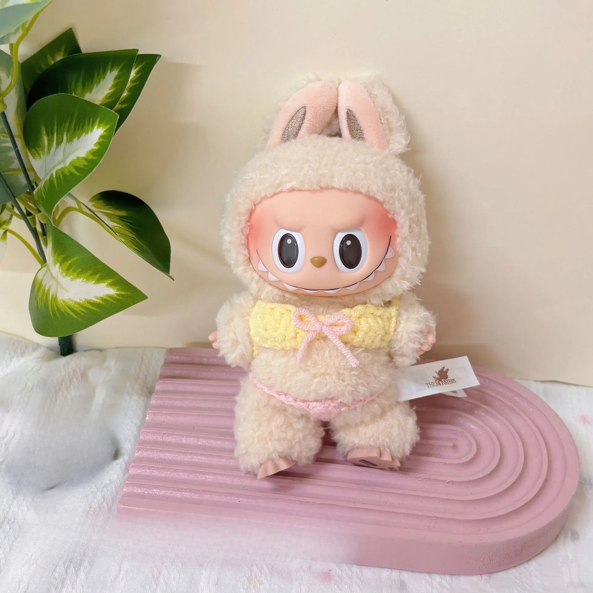 For 15/17cm 3.0 labubu v1/v2/v3 handmade bikini beach sun hat headgear set doll clothes for Ropa labubu decoration