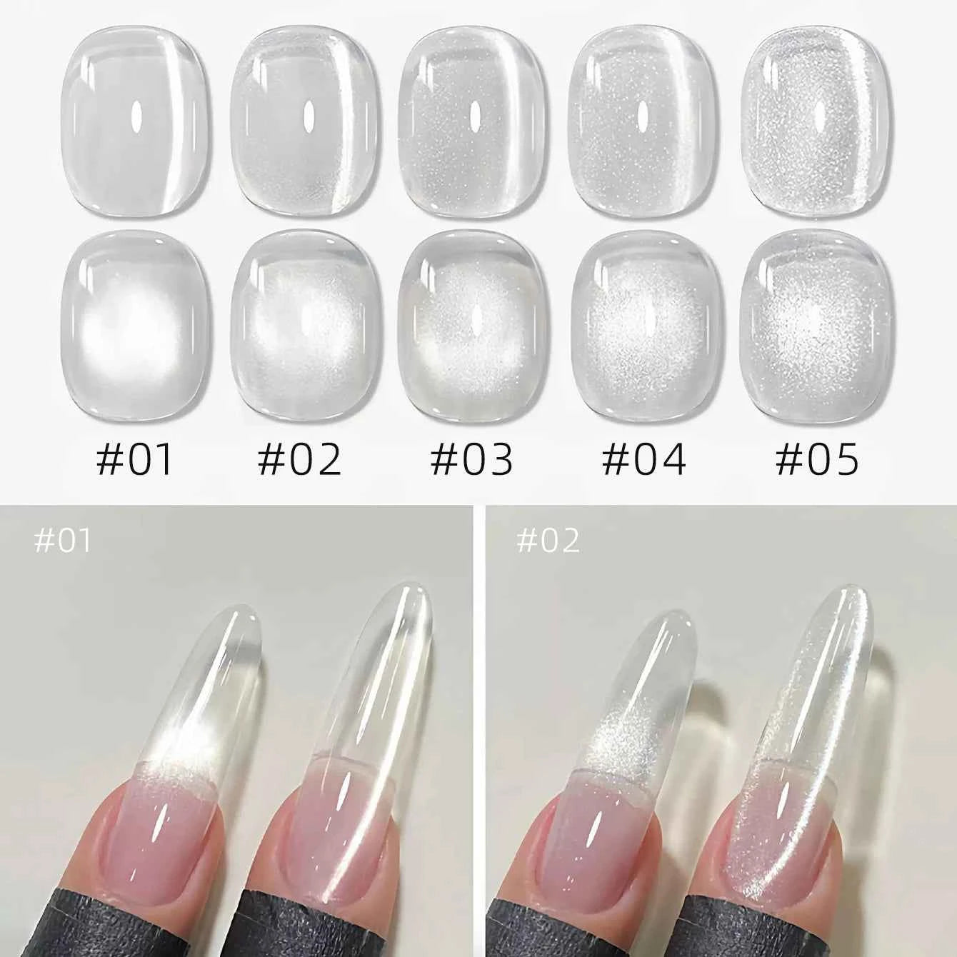10ML 1-8pcs 2026 New Style Clear Universal White Glass Beads Cat Eye Magnet Gel Nail Polish Suitable For Toe Nails White Nails