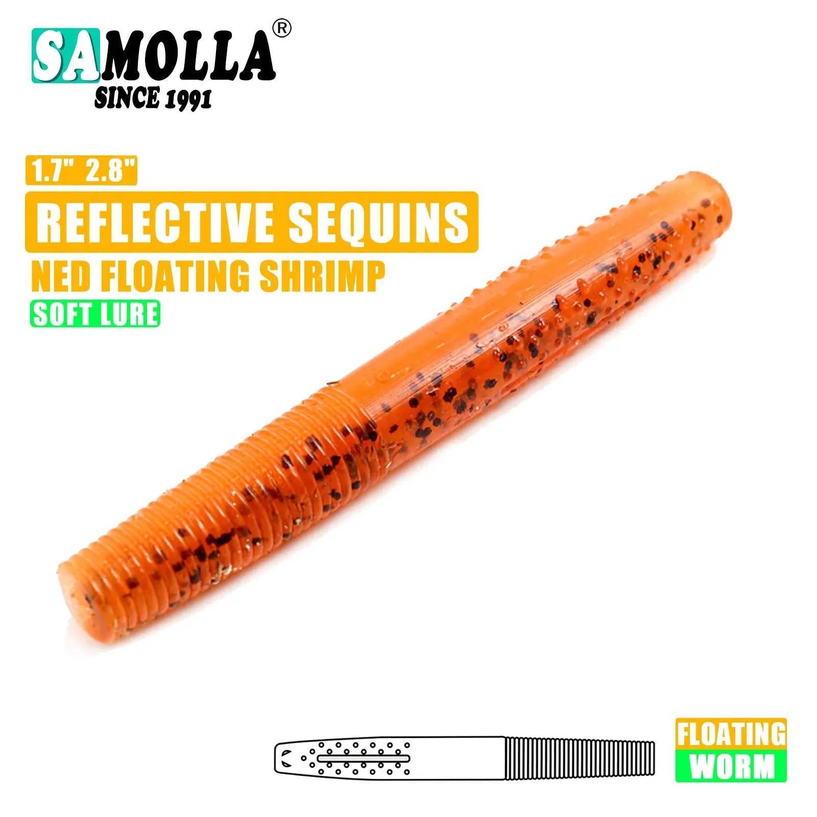SAMOLLA Floating Worms Bass Fishing Lure Soft Plastic Artificial Bait Ned Wacky Rig Tpe Floating Weightless Leurre Souple Wobble The jack market .AU The jack market .AU Fishing Gear $ 21 14:29#A;5:100014443#4CM 10PCS