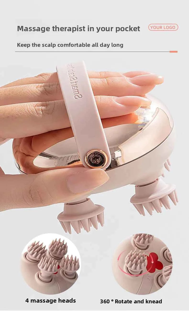 Rechargeable Electric Scalp Massager - Waterproof Handheld Device with 4 Massage Claws for Stress Relief & Relaxation