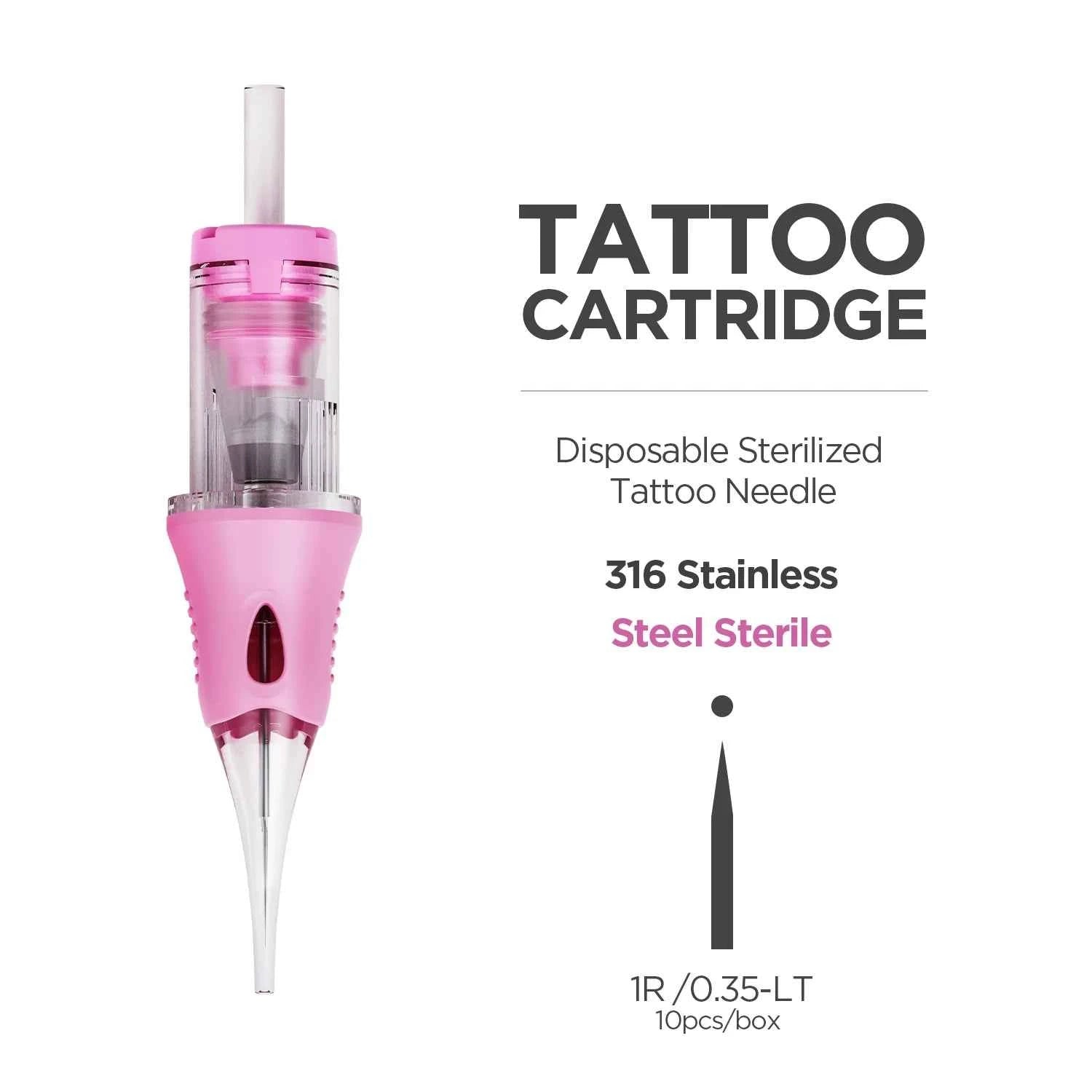10pcs PMU Universal Disposable Tattoo Needle Cartridges round Liner Sterilized Safety Needle 0.18/0.25/0.30mm for Tattoo Artists