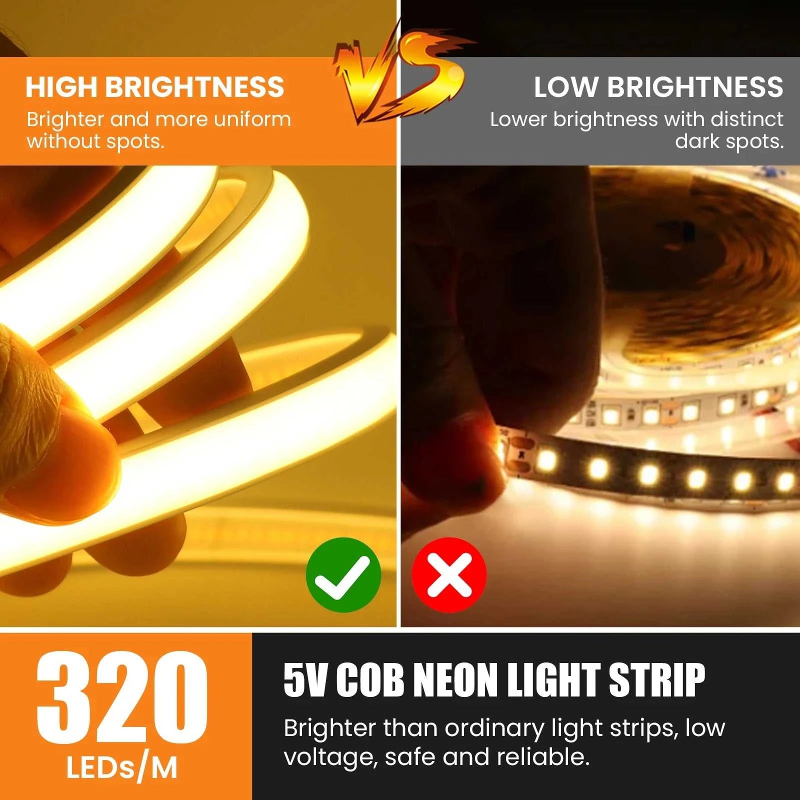 DC5V COB LED Strip With Switch 320Leds/m Flexible Neon Light USB Power Waterproof FOB LED Lights 3000K-6000K Ribbon Tape The jack market .AU The jack market .AU Home $ 57 136:9131281595#natural white;380:200007624