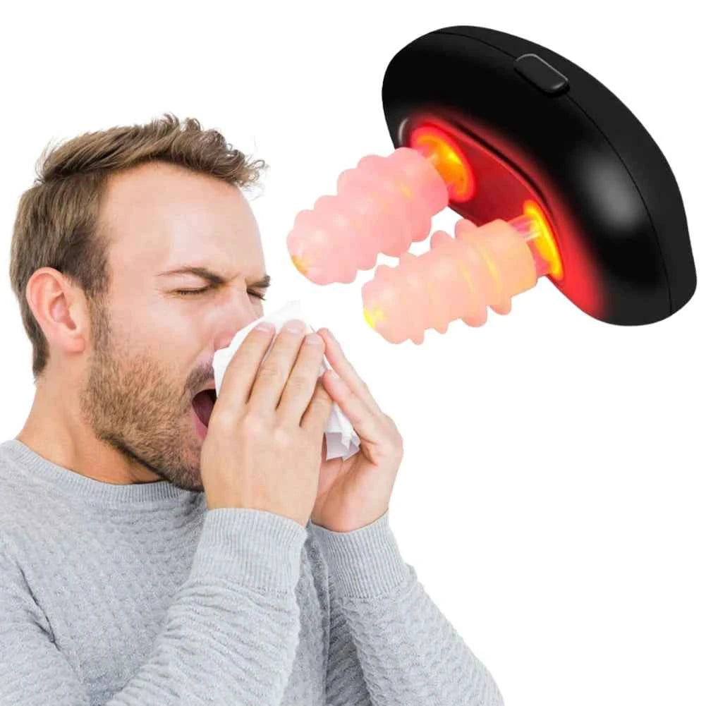Cordless Red Light Nasal Therapy Device Rhinitis Relief Tool Low Frequency Pulse Nose Massage for Improving Nasal Ventilation