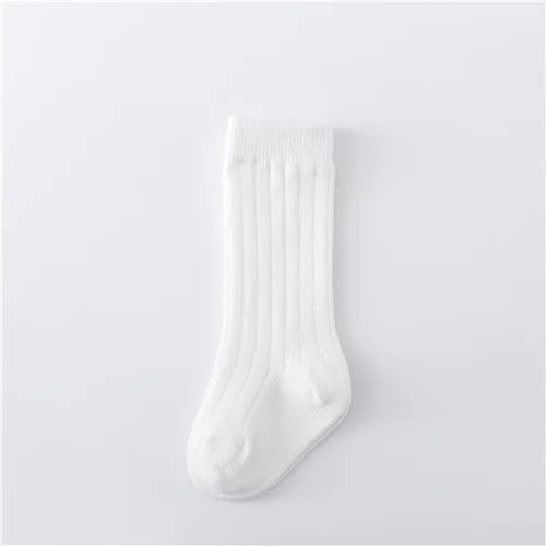 0-5Years Kids Boys Girls Socks Cotton Solid Striped Soft Baby Knee Long Children's Socks School Sport Baby Boy Sock 12 Color