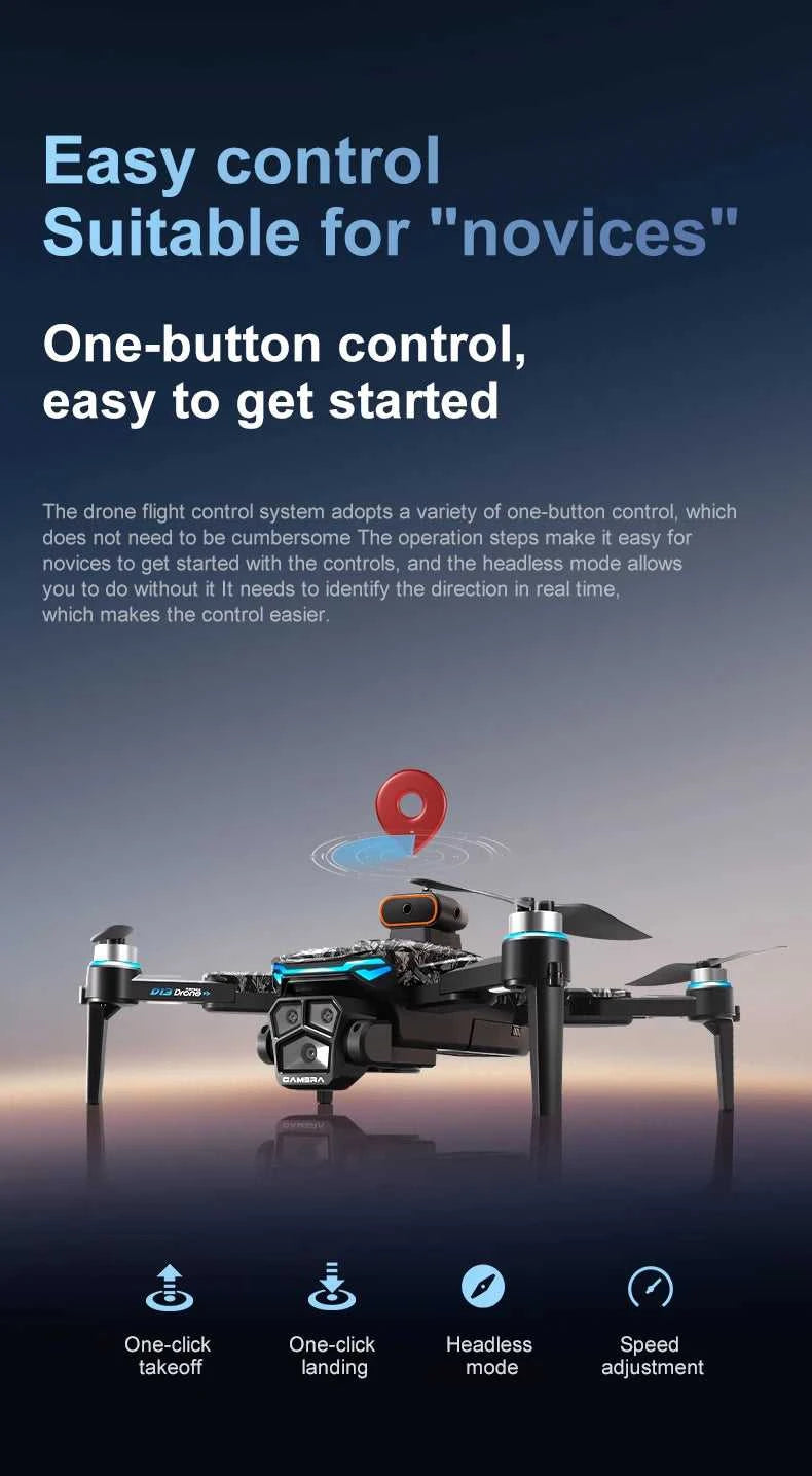 New D13 RC Drone 4K Professional HD Triple Camera 5G WIFI FPV Dron 360° Obstacle Avoidance Brushless Large Screen Quadcopter Toy The jack market .AU The jack market .AU Drones $ 128 14:29#D13-Screen Drone
