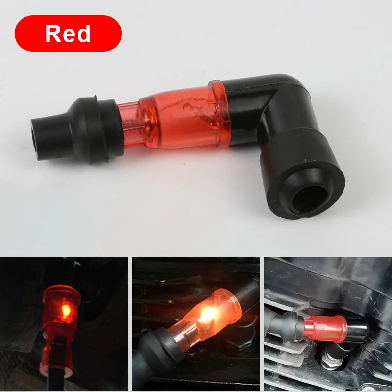 BLALION Motorcycle Flash Spark Plug Cap Universall Motorcycle Ignition Spark Plug Cap 90Degree Flashing Spark Plug Cap For Moto