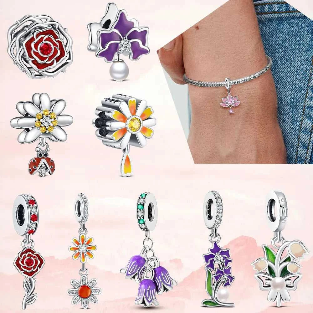 2025 Hot New Original Flower Pendant 925 Sterling Silver Rose charm Fit bracelet diy For Women Elegant bead Daily Wear Fine gift The jack market .AU The jack market .AU Jewellery & Chains $ 50 200000226:200013901#NBB0022-18