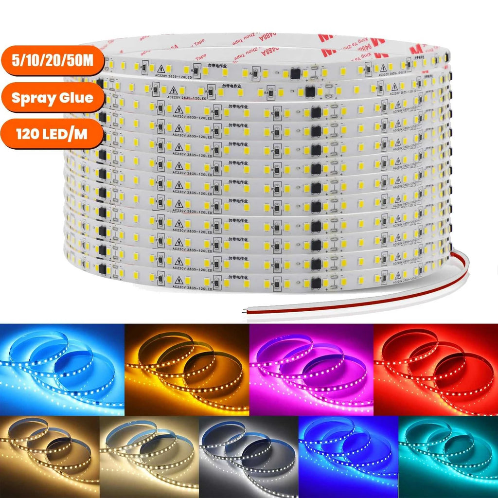220V LED Strip Light 5m 10m 20m 50m Flexible LED Tape 2835 120LEDs IP44 Waterproof Light Bar White Warm Natural Ice Blue Pink The jack market .AU The jack market .AU Home $ 54 136:10#red;200007763:201336100;380:201301155