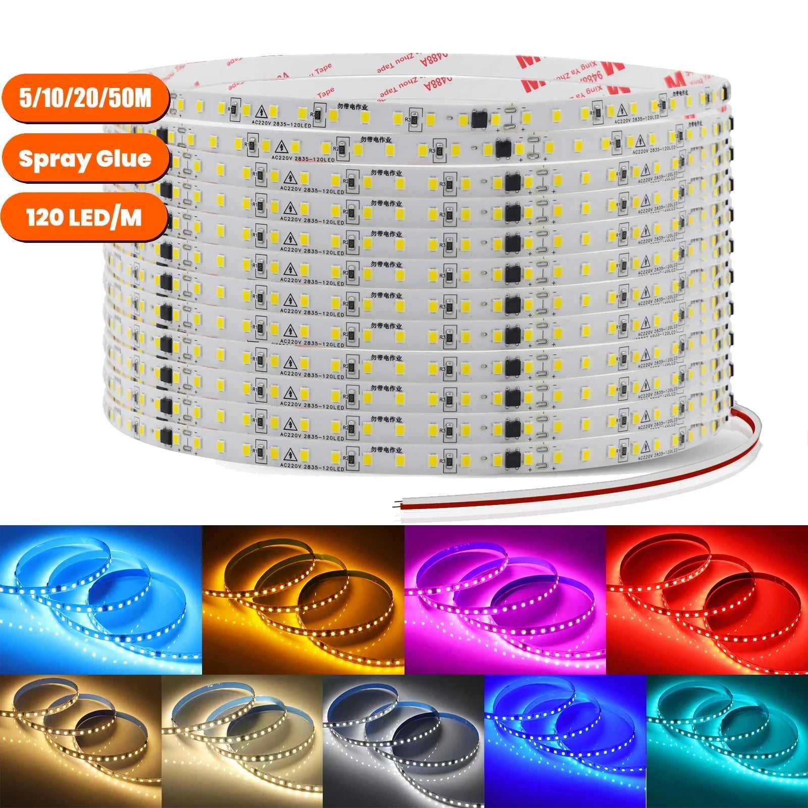 220V LED Strip Light 5m 10m 20m 50m Flexible LED Tape 2835 120LEDs IP44 Waterproof Light Bar White Warm Natural Ice Blue Pink The jack market .AU The jack market .AU Home $ 54 136:10#red;200007763:201336100;380:201301155