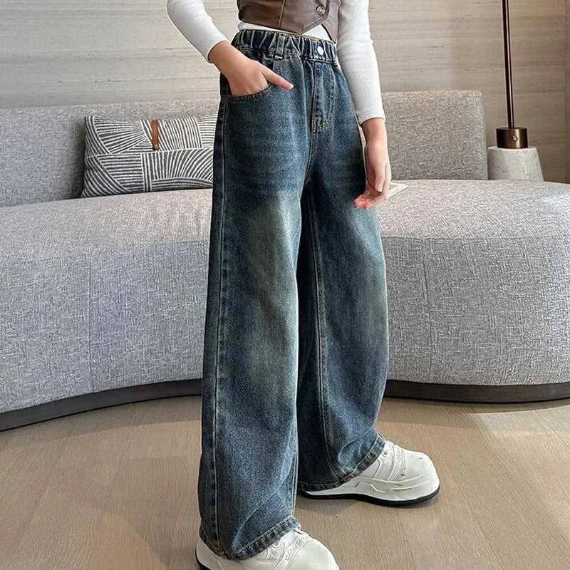 Girl Pocket Bow Embroidery Jeans New Teenage Children Wide Leg Denim Pants for Kids Loose Trousers Spring Autumn 4 -14 Years The jack market .AU The jack market .AU Mum & Kids: Essential Products for Every Family $ 48 14:193#model 2;200000463:200004188#130CM