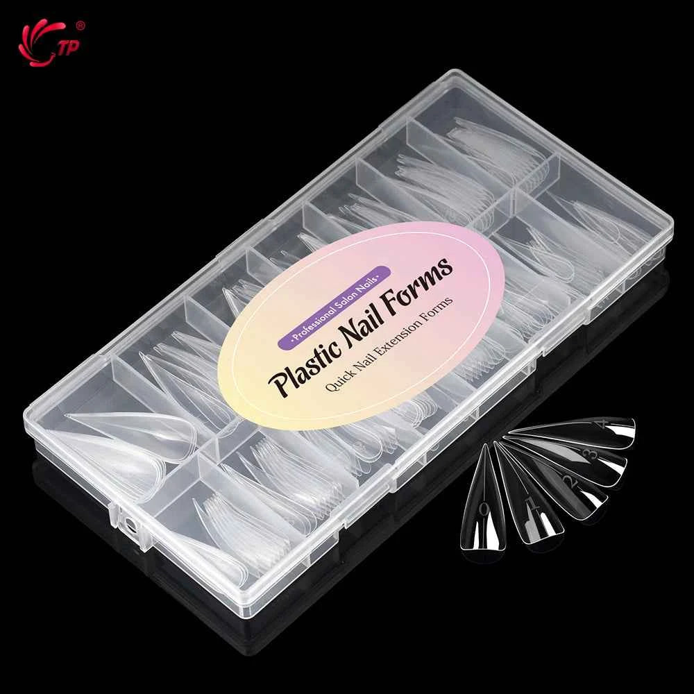 TP 150pcs New Clear Nail Dual Forms Hawk Claw Shape Poly Nail Gel Molds Full Cover False Nail Tips Extension Top Manicure Tools