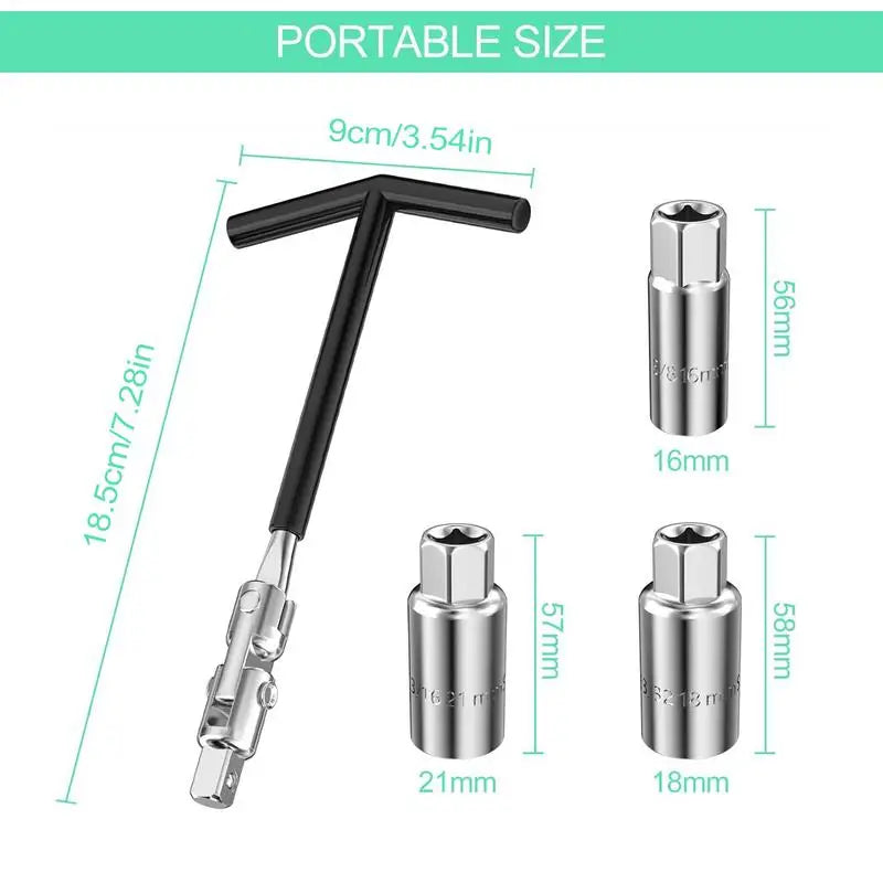 Spark Plug Sleeve T-shape 16/18/21mm  Auto Motorcycle Spark Plug Removal Tools 4PCS Auto Repair Tool Set  Removal Tool