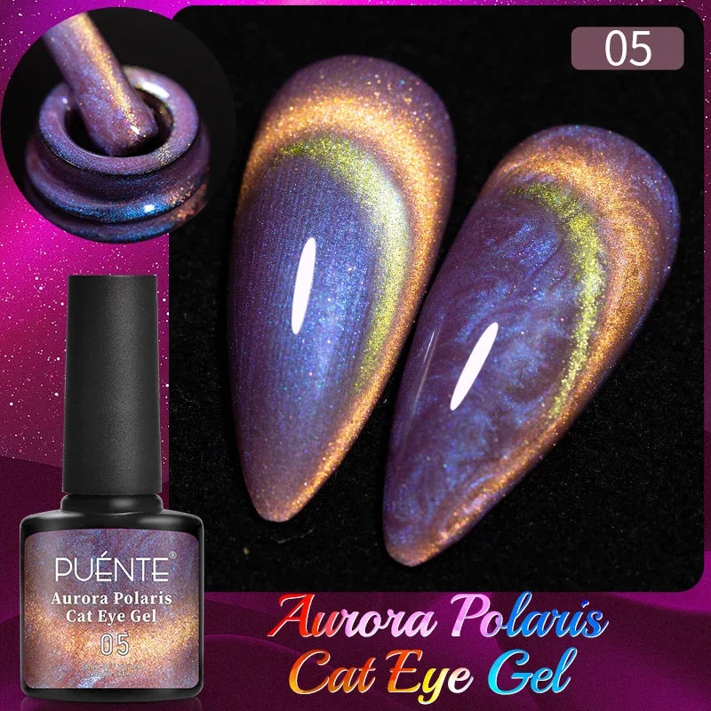 PUENTE Cat Eye Magnetic Gel Nail Polish - Vibrant Starry Galaxy Effect, Soak Off UV, 7.5ML