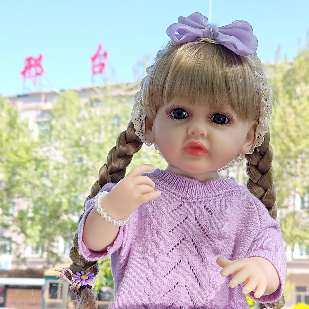 22Inch 55cm Finished Reborn Girl Dolls Full Soft Vinyl Simulation Doll Children Dress up Toy Birthday Christmas Gift