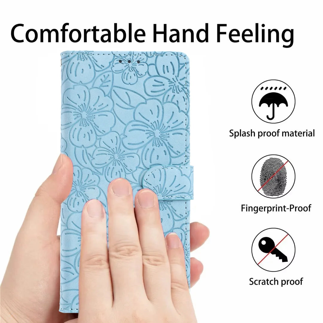 Edge Leather Flip Case for Motorola G73 G53 G13 G23 G62 G52 G32 G22 G31 G20 G41 - Cherry Blossom Design