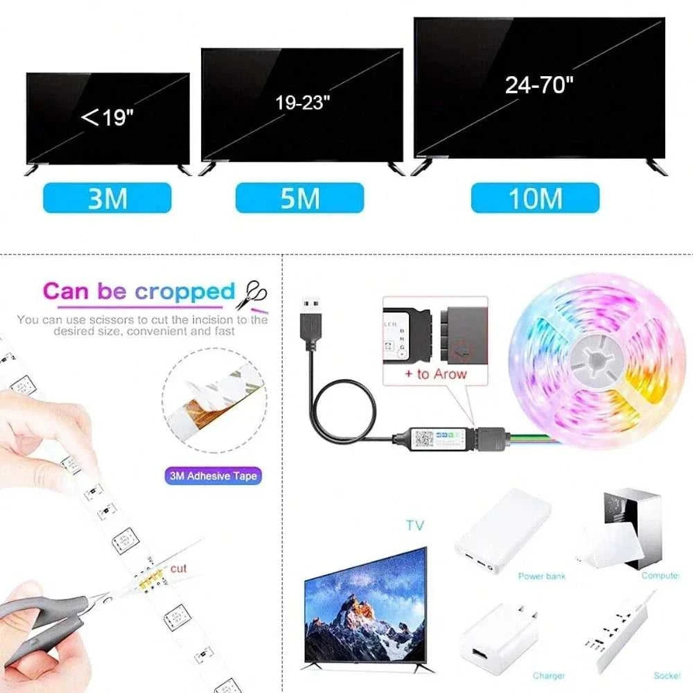 1-30M/100FT LED Strip Light USB RGB LED Ribbon Tape Bluetooth Touch Remote Control LED Strip LED TV Backlight For Bedroom Decor The jack market .AU The jack market .AU Home $ 67 136:9131285835#IR 3Key;14:29#RGB 5050;380:6287#25M