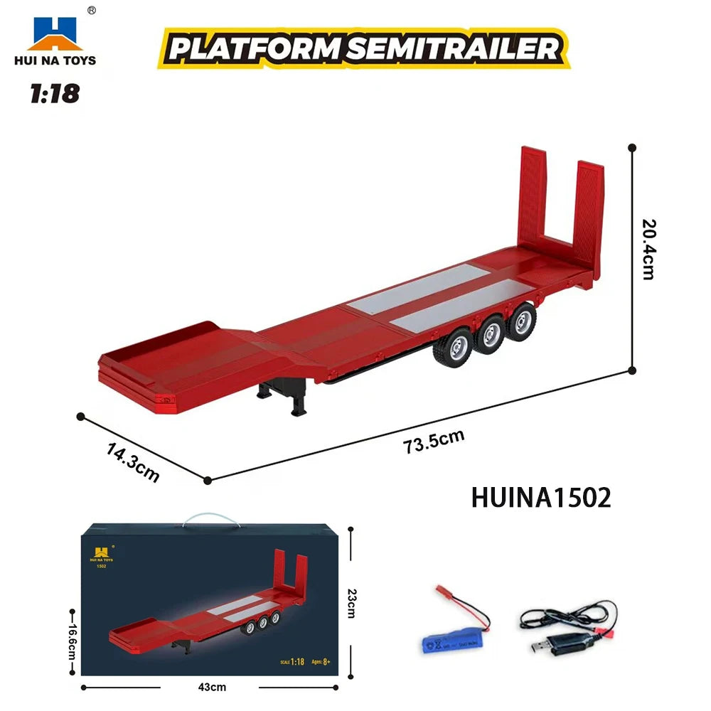 HUINA 1501 1/18 RC Truck 19CH 770S Alloy Tractor 2.4G remote control Engineering Trailer Truck with Light and Sound Toys for Kid