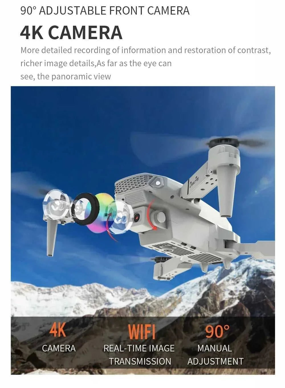 Foldable E88 Mini Drone with 4K HD Camera WiFi FPV Function RC Quadcopter Aircraft Toy Ideal Gift for Both Kids and Adults The jack market .AU The jack market .AU Drones $ 71 14:691#Gray-Dual-4K-Bag