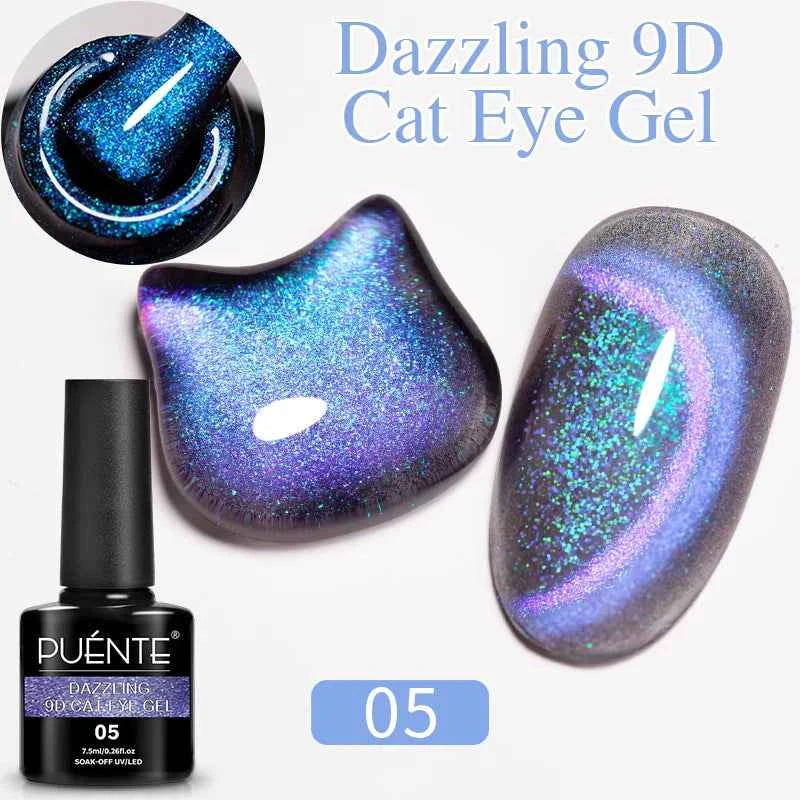 PUENTE Cat Eye Magnetic Gel Nail Polish - Vibrant Starry Galaxy Effect, Soak Off UV, 7.5ML
