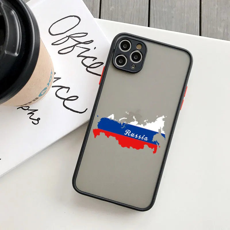 Fashion Russian Flags Emblem Phone Case for IPhone 16 15 12 11 13 14 Pro Max Mini X XR XS 7 8 Plus Russia Elements Cover Funda