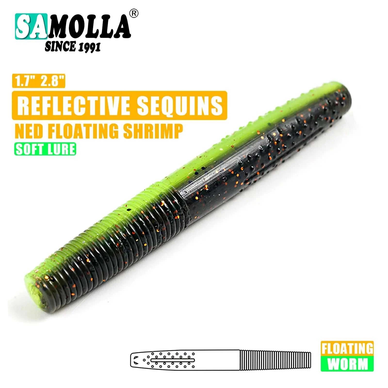 SAMOLLA Floating Worms Bass Fishing Lure Soft Plastic Artificial Bait Ned Wacky Rig Tpe Floating Weightless Leurre Souple Wobble The jack market .AU The jack market .AU Fishing Gear $ 21 14:29#A;5:100014443#4CM 10PCS