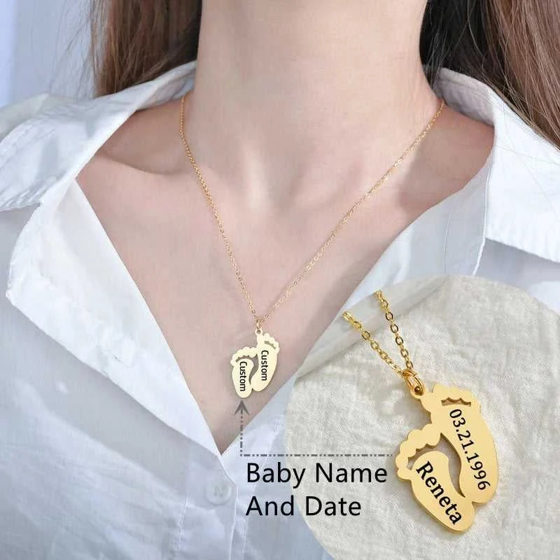 Personalized Engraved Name Necklace For Baby Custom Stainless Steel Foot Pendant Necklace New Born Gift The jack market .AU The jack market .AU Jewellery & Chains $ 51 200000783:200013902#Engrave;200001034:361181