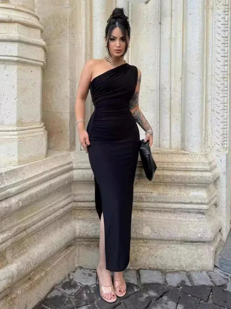 Women's Off-Shoulder Backless Maxi Dress – Slim Fit Club Party Dress