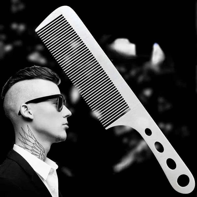 Titanium Steel Hair Comb - Ultra Thin, Anti-Static Design for Professional Barbers and Stylish Men