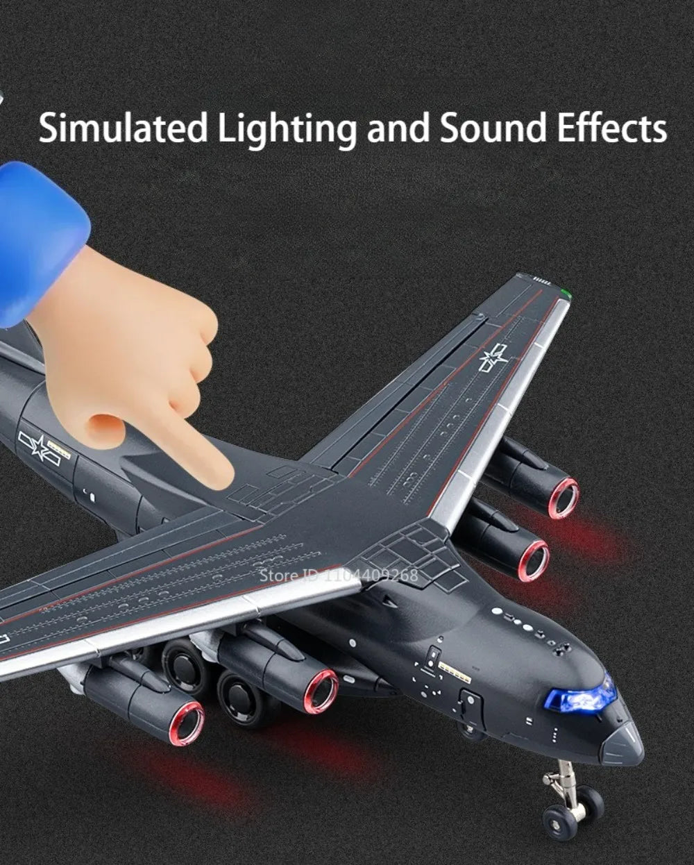 1:180 Y-20 Military Transport Plane Diecast Model – Pull Back with Sound & Light