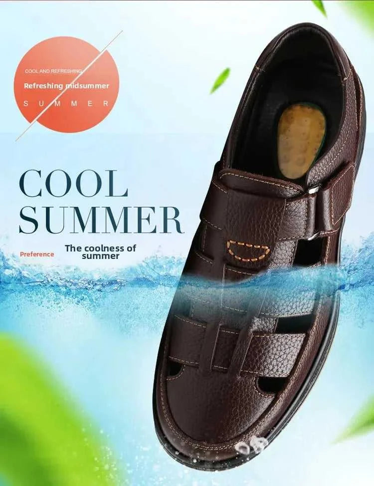 Men's Genuine Leather Sandals Breathable Summer Casual Shoes Soft Bottom Anti-Slip Hollow out Design Comfortable Dad Shoes The jack market .AU The jack market .AU Step Up Your Style: Trendy Shoes for Every Occasion! $ 74 14:193;200000124:200000364