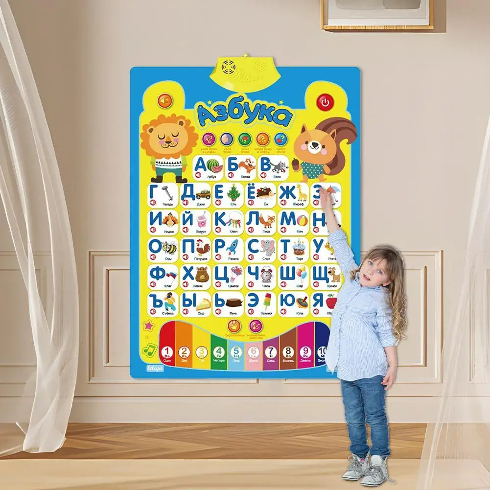 Russian Electronic Interactive Alphabet Wall Chart Talking ABC 123s Music Learning Poster Educational Preschool Alphabet Chart