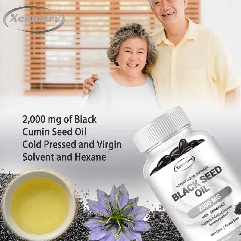 Vegan Black Seed Oil Capsules - Pure Cold Pressed - Black Cumin Seed Oil Capsules, Non-GMO Vegan Black Seed Oil Supplement