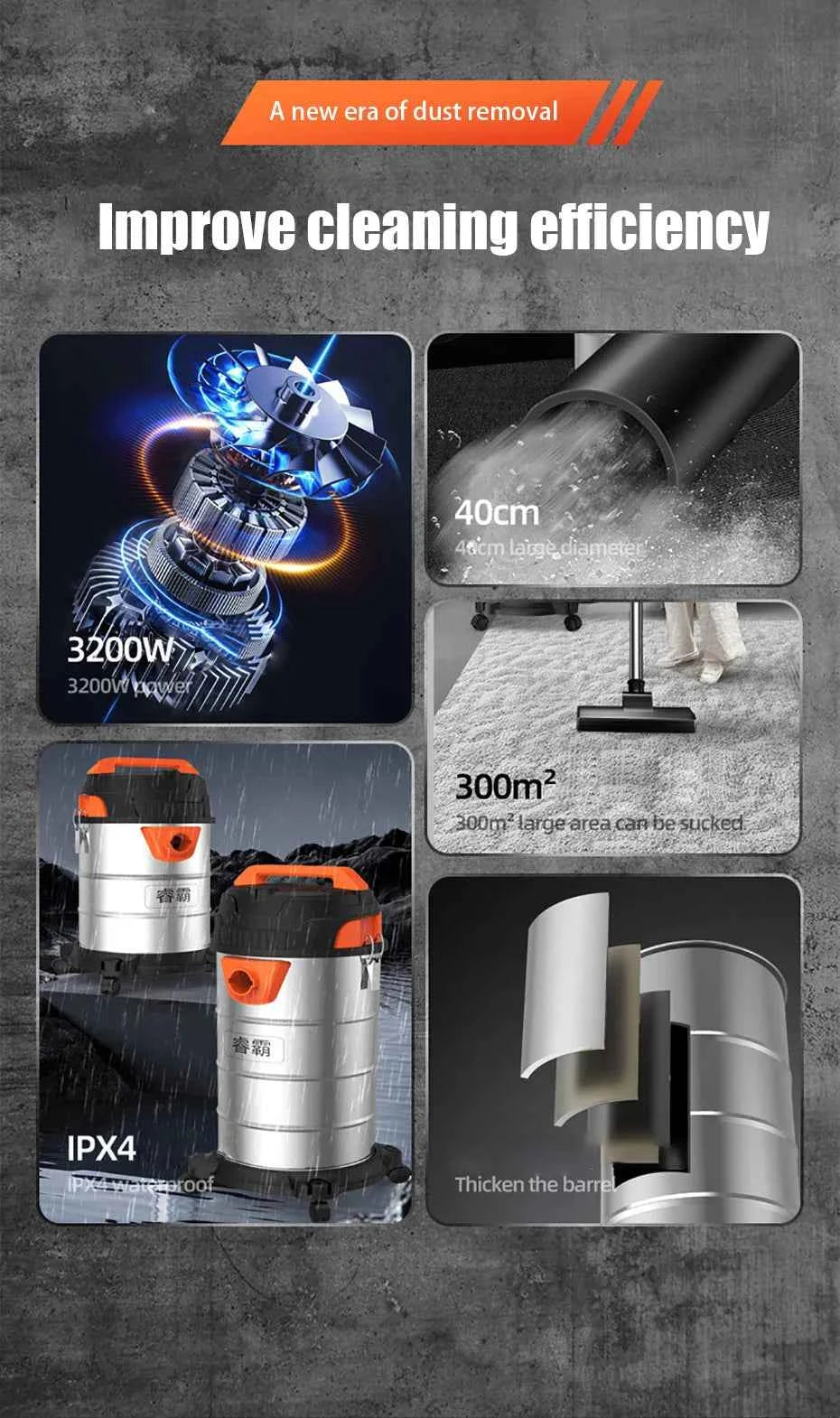 Wet and Dry Vacuum Cleaner Multi-functional High-power Vacuum Cleaner Suitable for Home Car and Commercial Industrial Cleaning