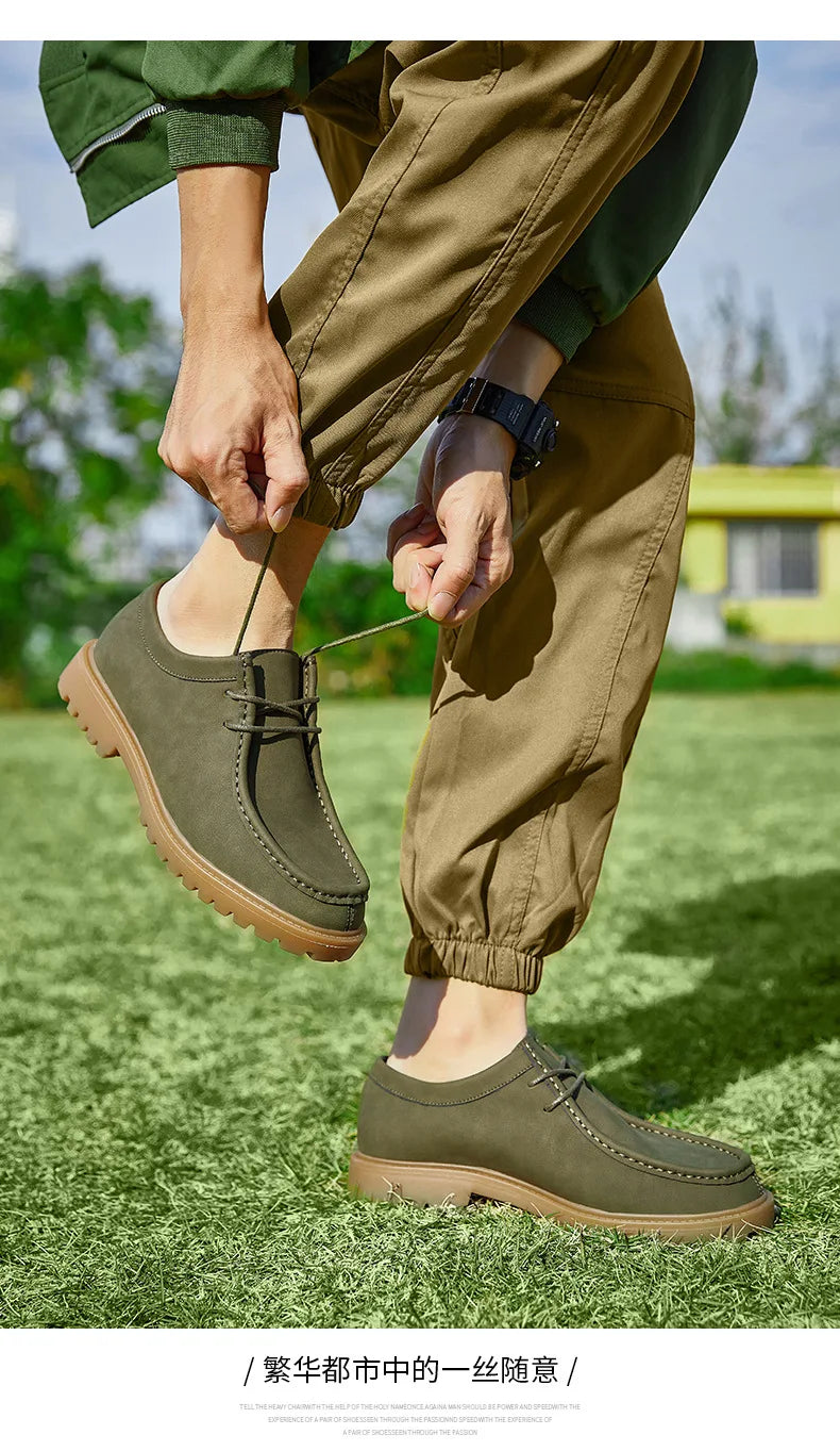 New 2025 Spring Autumn Outdoor Men's Walking Shoes Men Durable Sole Casual Loafers Male Fashion Cow Leather Footwear