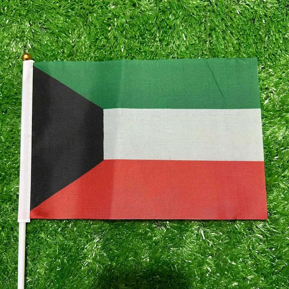 SKY FLAG Kuwait hand Flag 10/20/50/100pcs 21*14cm Kuwait Hand Waving Flags With plastic pole For Sports Activity Home Decor The jack market .AU The jack market .AU Home $ 25 14:100006363#20 pcs;5:202800807#14x21cm