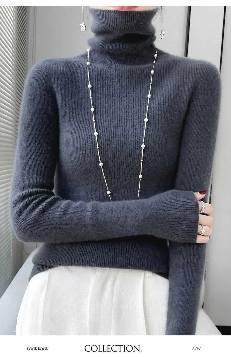 100% Merino Wool Long-sleeved Turtleneck Pullover Women's Autumn Winter Slim Sweater Basic Women's Clothes Cashmere Sweater The jack market .AU The jack market .AU Woman Fashion $ 75 14:1052#black;200007763:201336100;5:4182