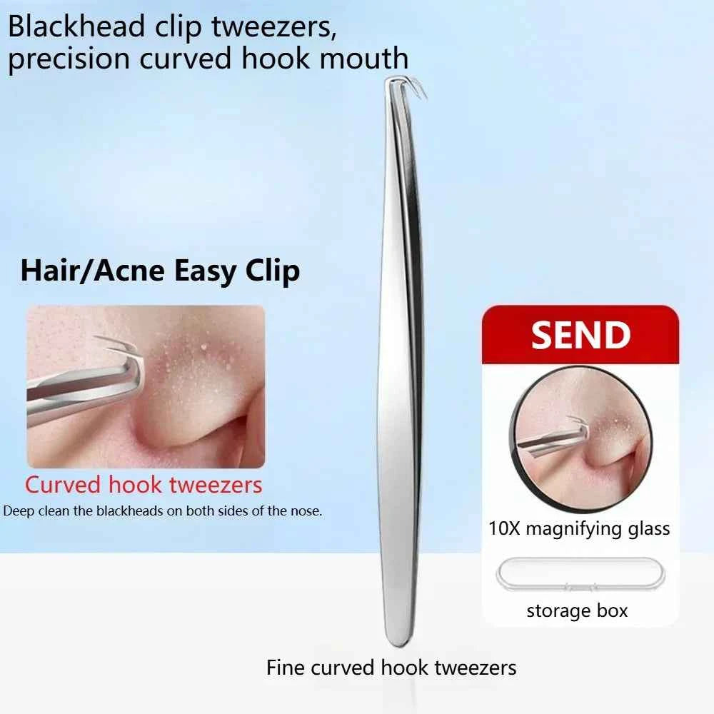 High-Precision Blackhead Remover Tweezers Set – Professional Pimple Extractor & Hair Removal Tools for Flawless Skin