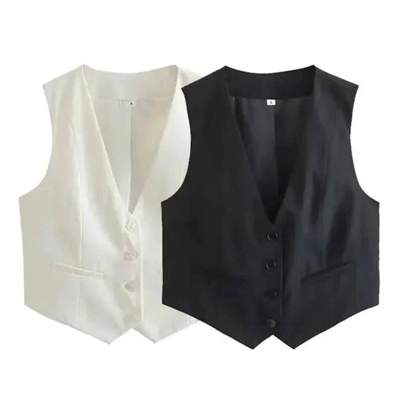 Women's Sleeveless Cropped Blazer Vest – Slim Fit V-Neck Waistcoat for Office & Casual Wear The jack market .AU The jack market .AU Woman Fashion Tops $ 54 14:173#Navy;5:100014065