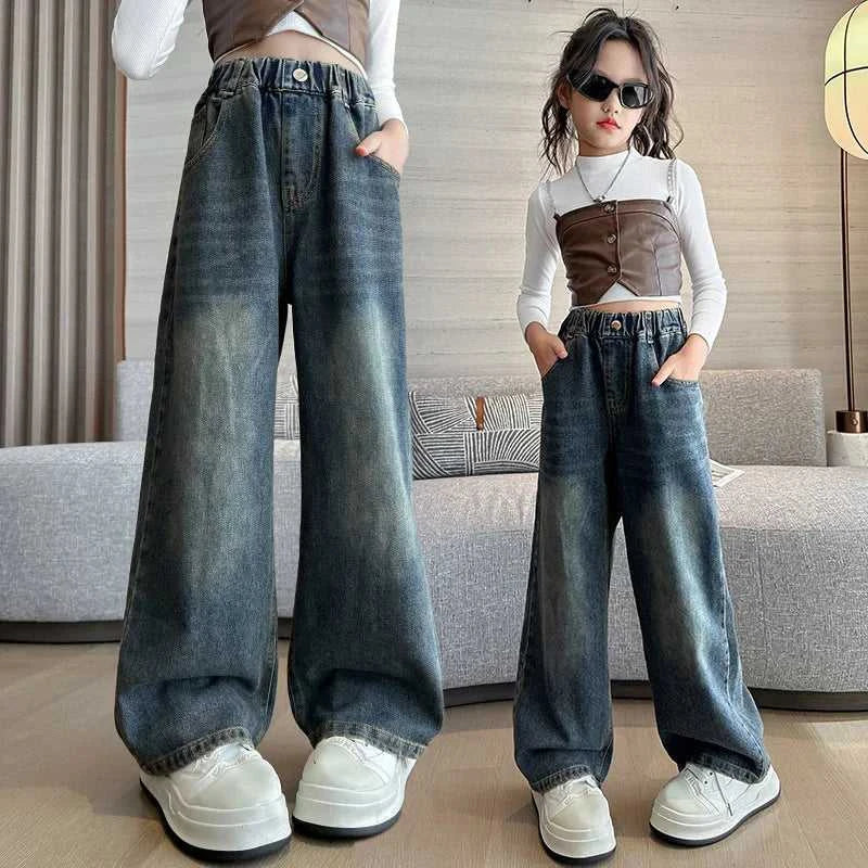 Girl Pocket Bow Embroidery Jeans New Teenage Children Wide Leg Denim Pants for Kids Loose Trousers Spring Autumn 4 -14 Years The jack market .AU The jack market .AU Mum & Kids: Essential Products for Every Family $ 48 14:193#model 2;200000463:200004188#130CM