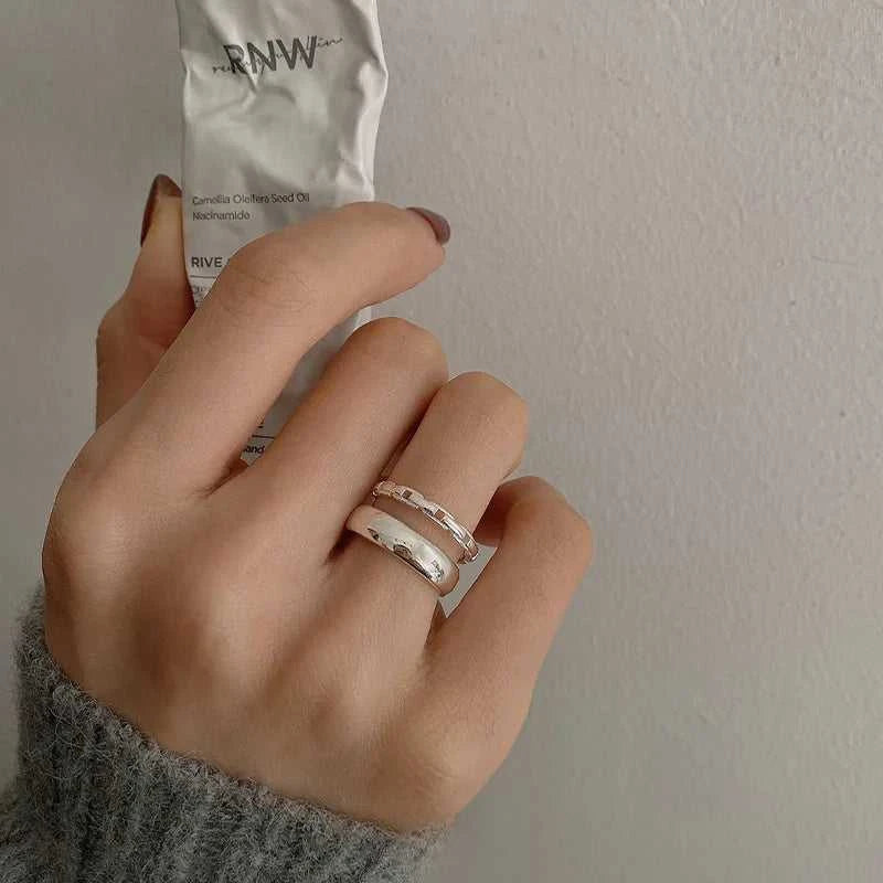 VENTFILLE 925 Sterling Silver Ins Style Double-layer Open Index Finger Ring Women's Fashion Personality Niche Design Jewelry The jack market .AU The jack market .AU Jewellery & Chains $ 47 200000226:175#BTSP1125