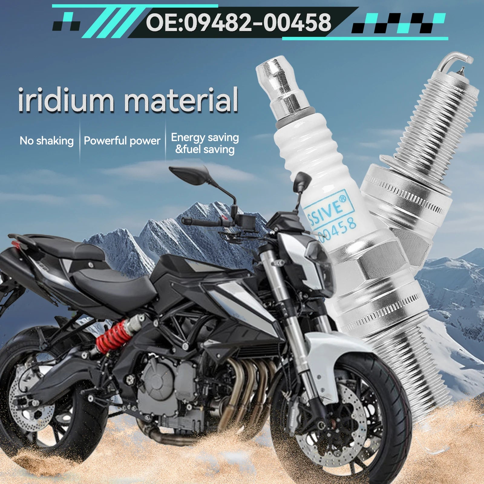 4x 09482-00458 Iridium Spark Plugs For Kawasaki ZR 1100 ZRX 400 ZX-6R ZX-7R Suzuki GSF 650 GSR 600 GSX 1300 600 750 GSX-R RF