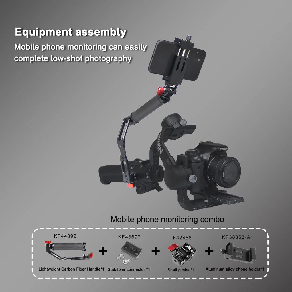 Carbon Fiber L Bracket Handle Grip Foldable Cold Shoe Mount Clamp for DJI Ronin RS3 RS4 Mini RS2 RSC2 Handheld Gimbal Stabilizer
