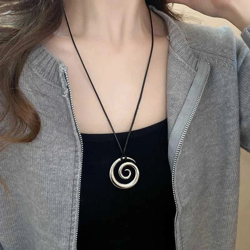Fashion Spiral Heart-Shaped Pendant Necklace for Women Adjustable Long Black Wax Rope Clavicle Chain Charm Couple Birthday Gift The jack market .AU The jack market .AU Jewellery & Chains $ 48 200001033:200003757#5