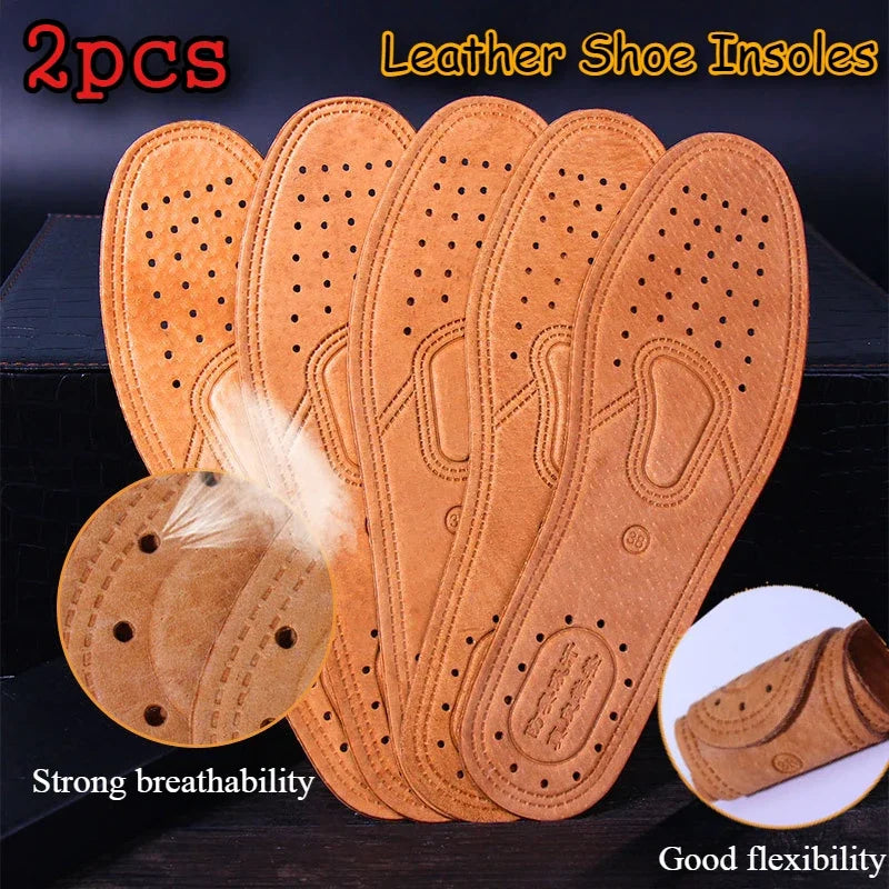 1 Pair Cowhide Insoles for Shoes Men Comfortable Deodorant Casual Leather Insoles Feet Quality Genuine Leather Flats Shoe Sole