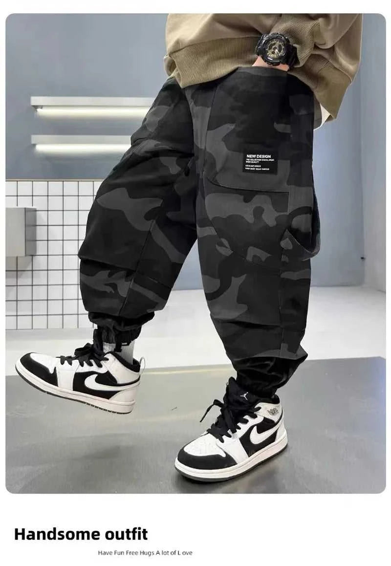 Boys Camouflage Cargo Pants Autumn Big Kids Casual Sport Pants Spring Teenage Joggers Trousers Children Streetwear Baggy Pants The jack market .AU The jack market .AU Mum & Kids: Essential Products for Every Family $ 43 14:193#Black;200000463:200004200#13-14T(Size 170);200007763:201336100