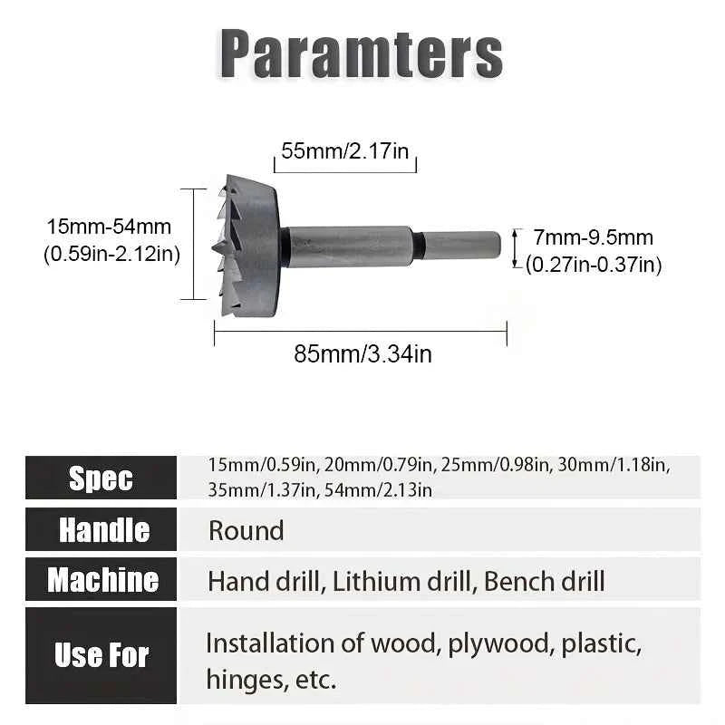 Multi-tooth Boring Drill Bits Set – Self-Centering Hole Saw for Precise Woodworking – 15/20/25/30/35/54mm Sizes