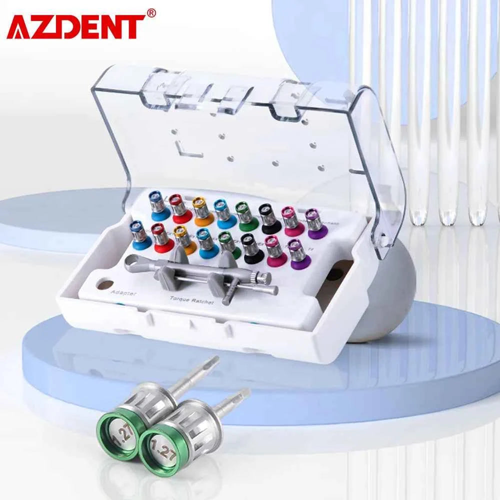AZDENT Dental Implant Torque Wrench Kit - 16 Precision Drivers & 1 Autoclavable Wrench for Seamless Dental Procedures