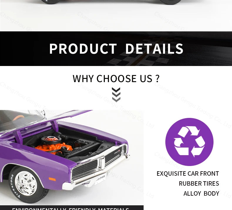Maisto 1:18 1969 Dodge Charger R/T Sports Car Static Die Cast Vehicles Collectible Model Car Toys