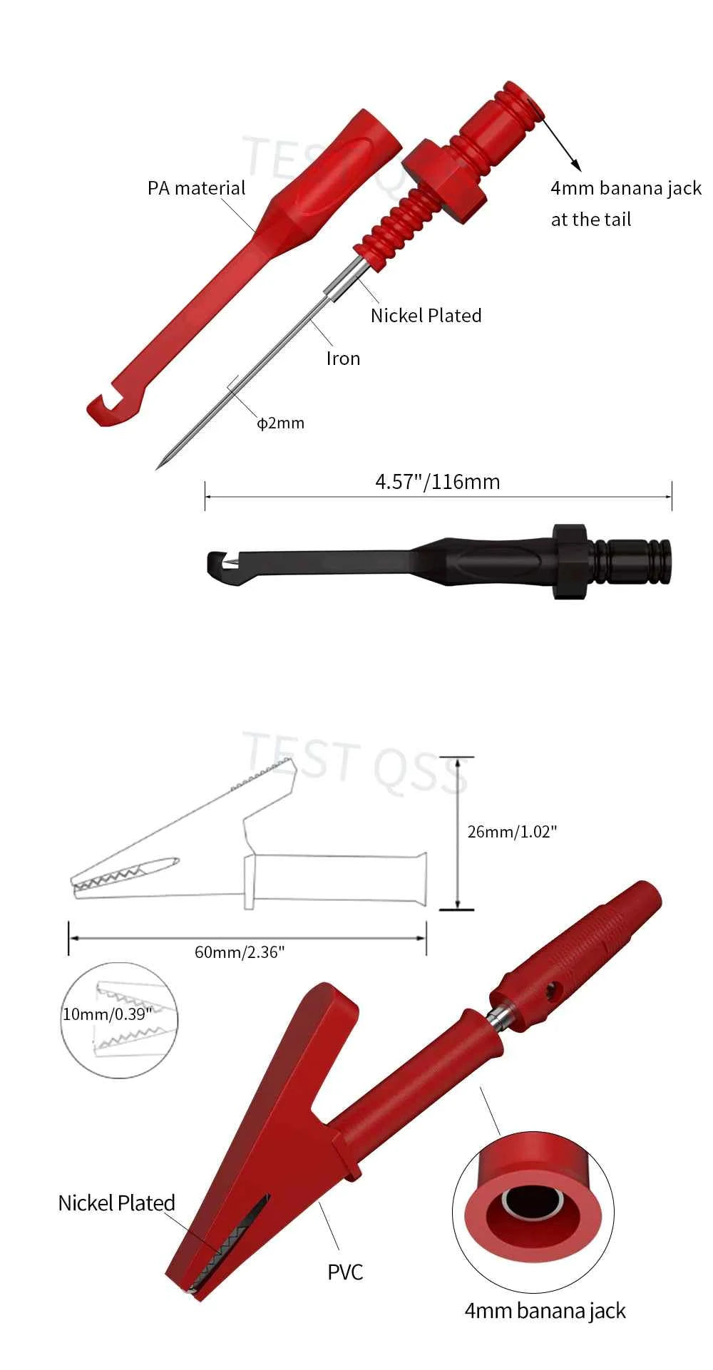 QSS Multimeter Test Leads Kit Digital Electrical Test Probes Set for Automobile Circuit Repair Wire-Piercing Needle