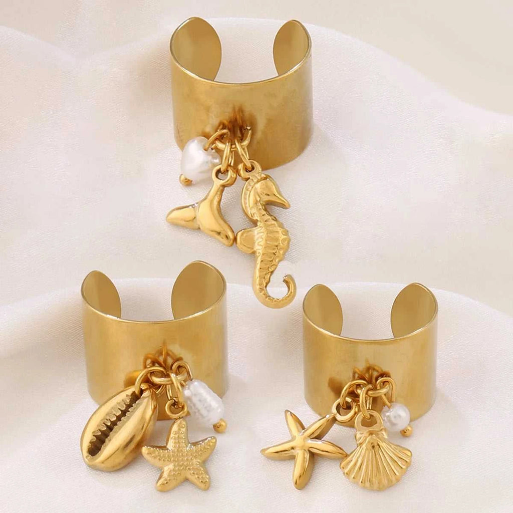 316L Summer Beach Ocean Shell Starfish Rings For Women Stainless Steel FishTail Seahorse Conch Open Ring Girl Party Jewelry Gift The jack market .AU The jack market .AU Jewellery & Chains $ 48 200000783:10#B7214